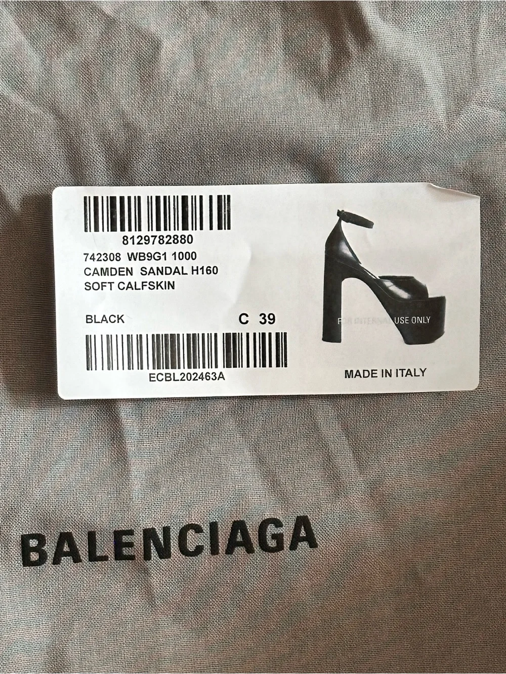 Balenciaga Black Leather Camden Sandal H160 (soft calfskin)